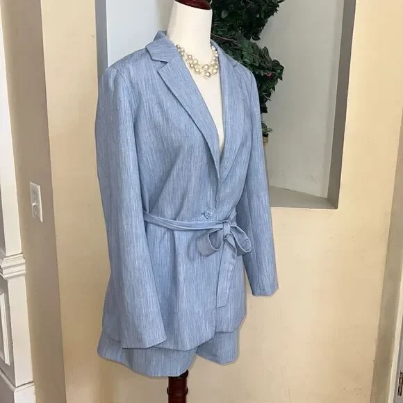 Nine West Women’s M blue Blazer & Shorts Business Set NEW - Picture 8 of 14